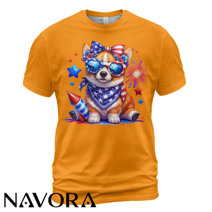 Cute Corgi T-Shirt – 4th of July Independence Day Patriotic Shirt