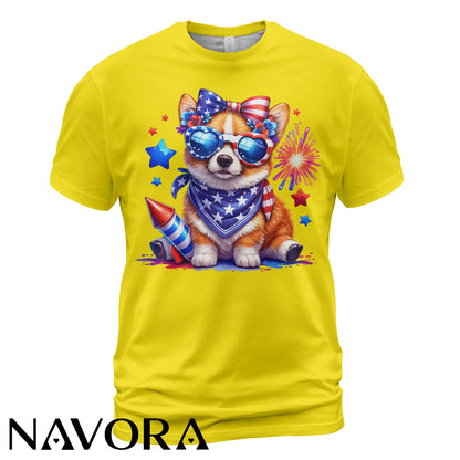 Cute Corgi T-Shirt – 4th of July Independence Day Patriotic Shirt