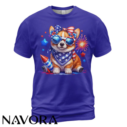 Cute Corgi T-Shirt – 4th of July Independence Day Patriotic Shirt