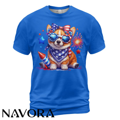 Cute Corgi T-Shirt – 4th of July Independence Day Patriotic Shirt
