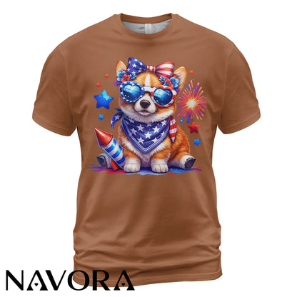 Cute Corgi T-Shirt – 4th of July Independence Day Patriotic Shirt