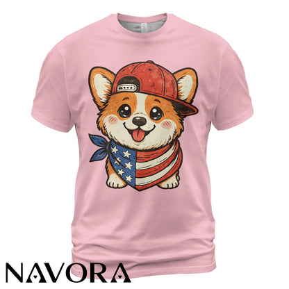Cute Corgi T-Shirt – Patriotic 4th of July Independence Day Shirt