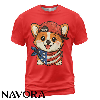 Cute Corgi T-Shirt – Patriotic 4th of July Independence Day Shirt