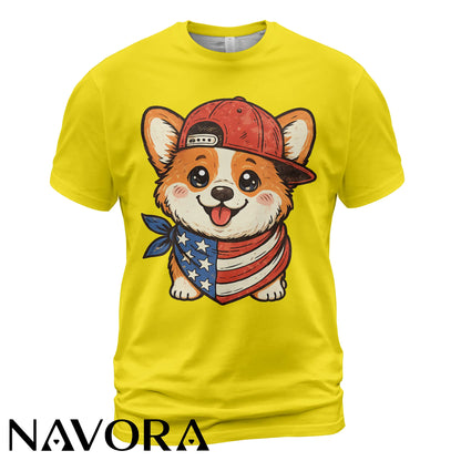 Cute Corgi T-Shirt – Patriotic 4th of July Independence Day Shirt