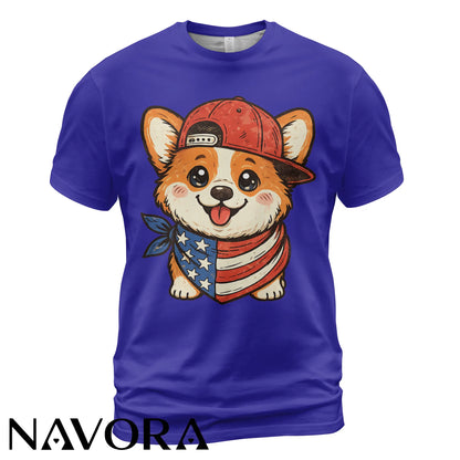 Cute Corgi T-Shirt – Patriotic 4th of July Independence Day Shirt