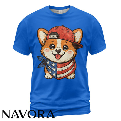 Cute Corgi T-Shirt – Patriotic 4th of July Independence Day Shirt