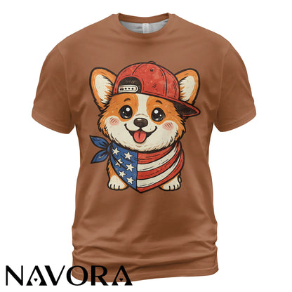 Cute Corgi T-Shirt – Patriotic 4th of July Independence Day Shirt