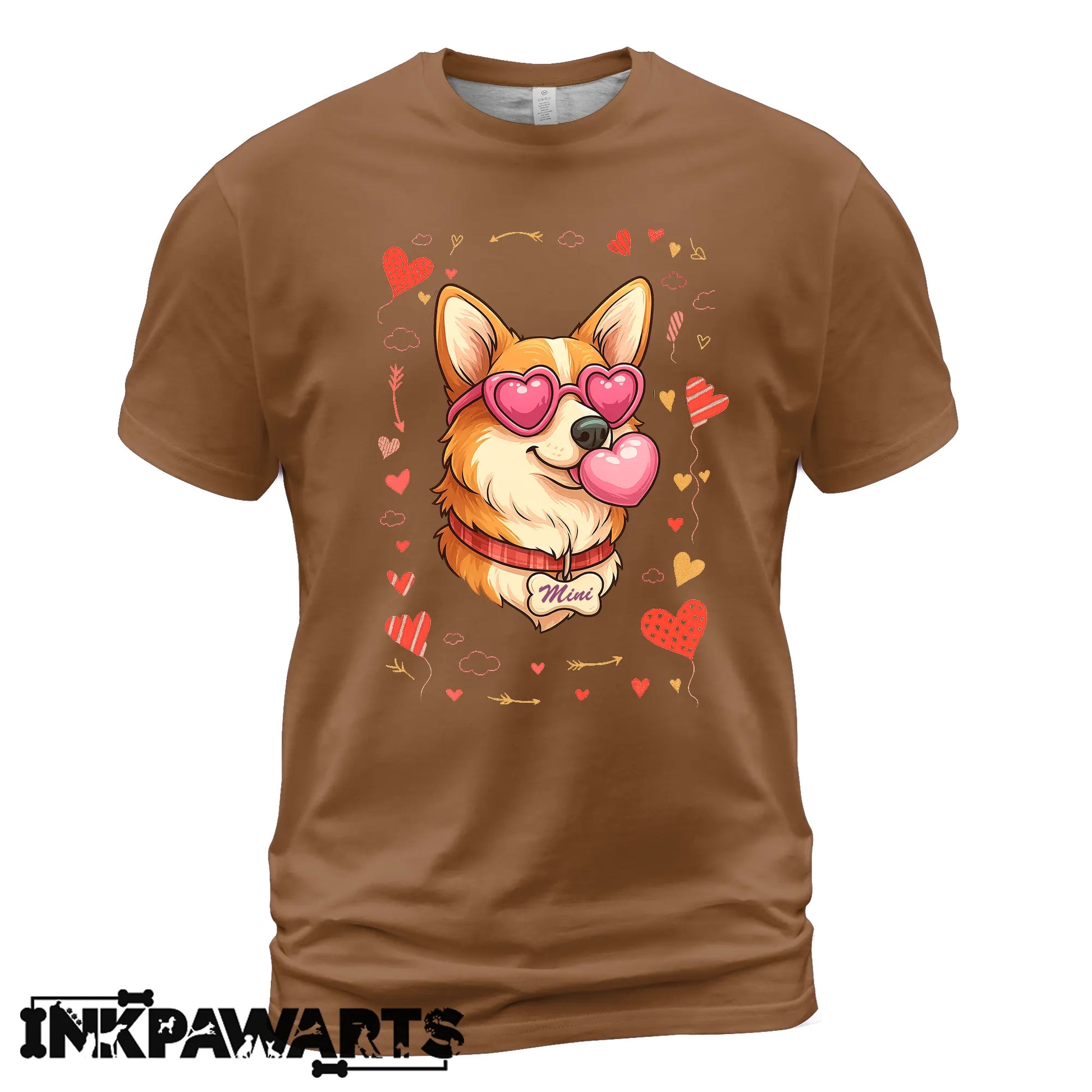 Cute Corgi Valentine Shirt with Heart Glasses