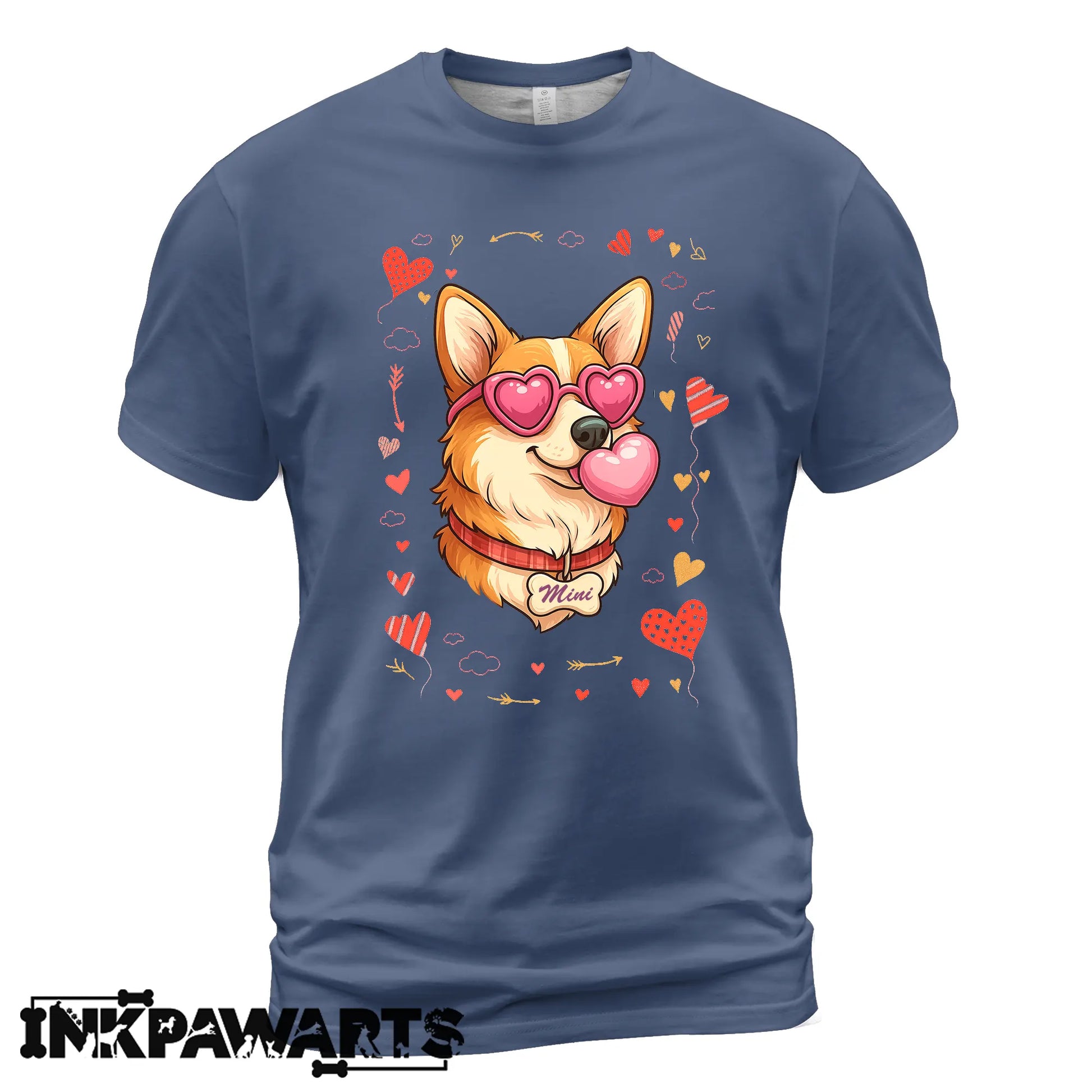 Cute Corgi Valentine Shirt with Heart Glasses