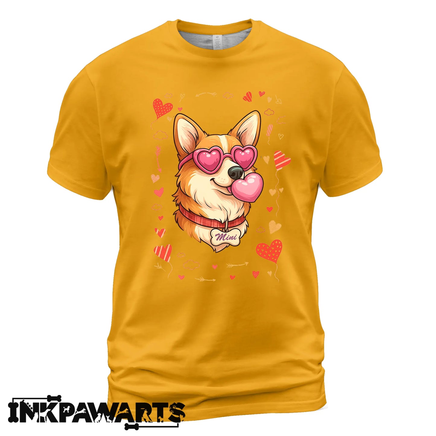Cute Corgi Valentine Shirt with Heart Glasses