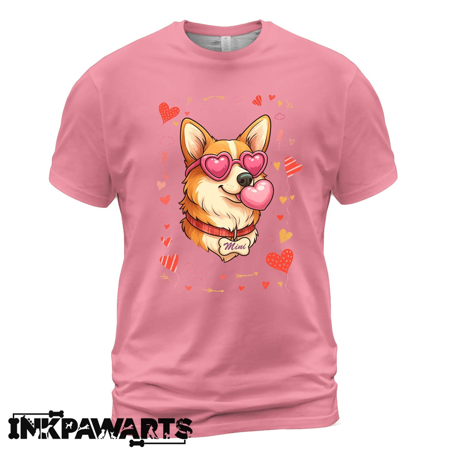 Cute Corgi Valentine Shirt with Heart Glasses