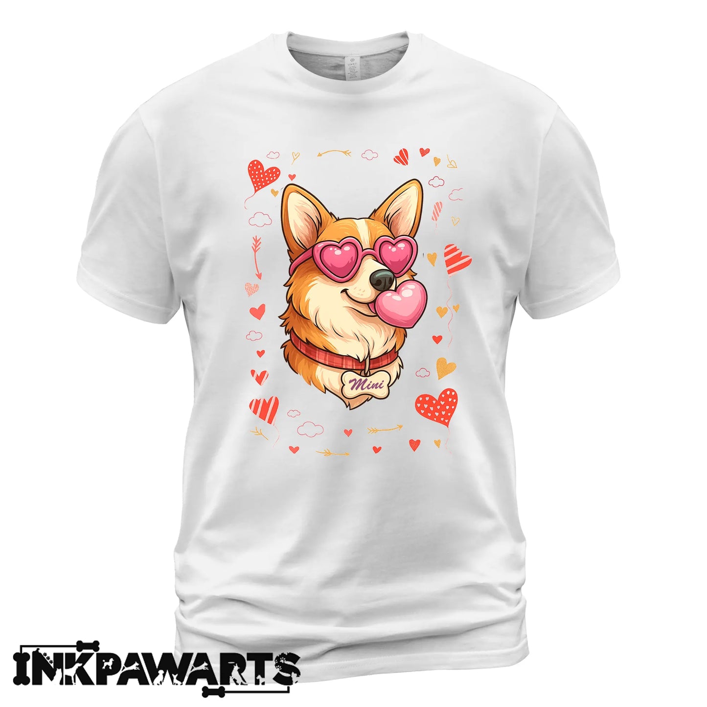 Cute Corgi Valentine Shirt with Heart Glasses