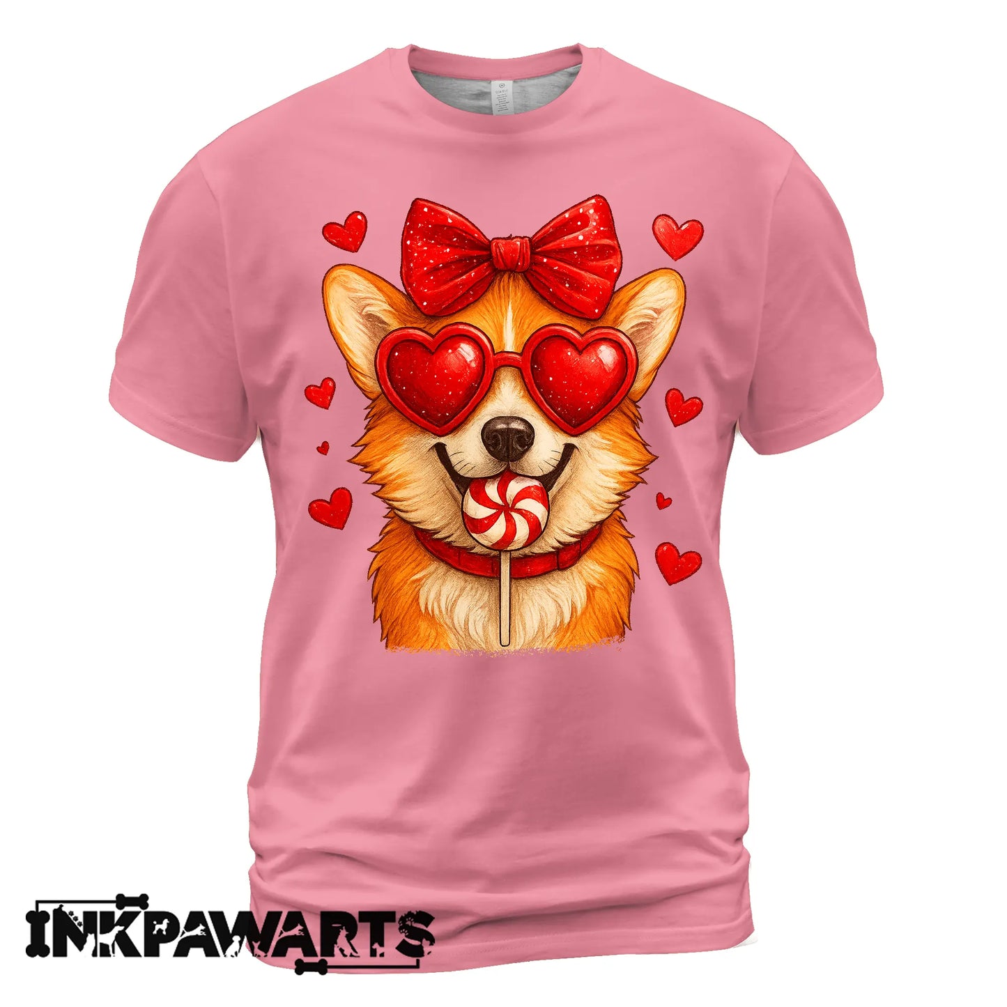 Cute Corgi Valentine T-Shirt – Corgi Love Shirt with Heart Lollipop