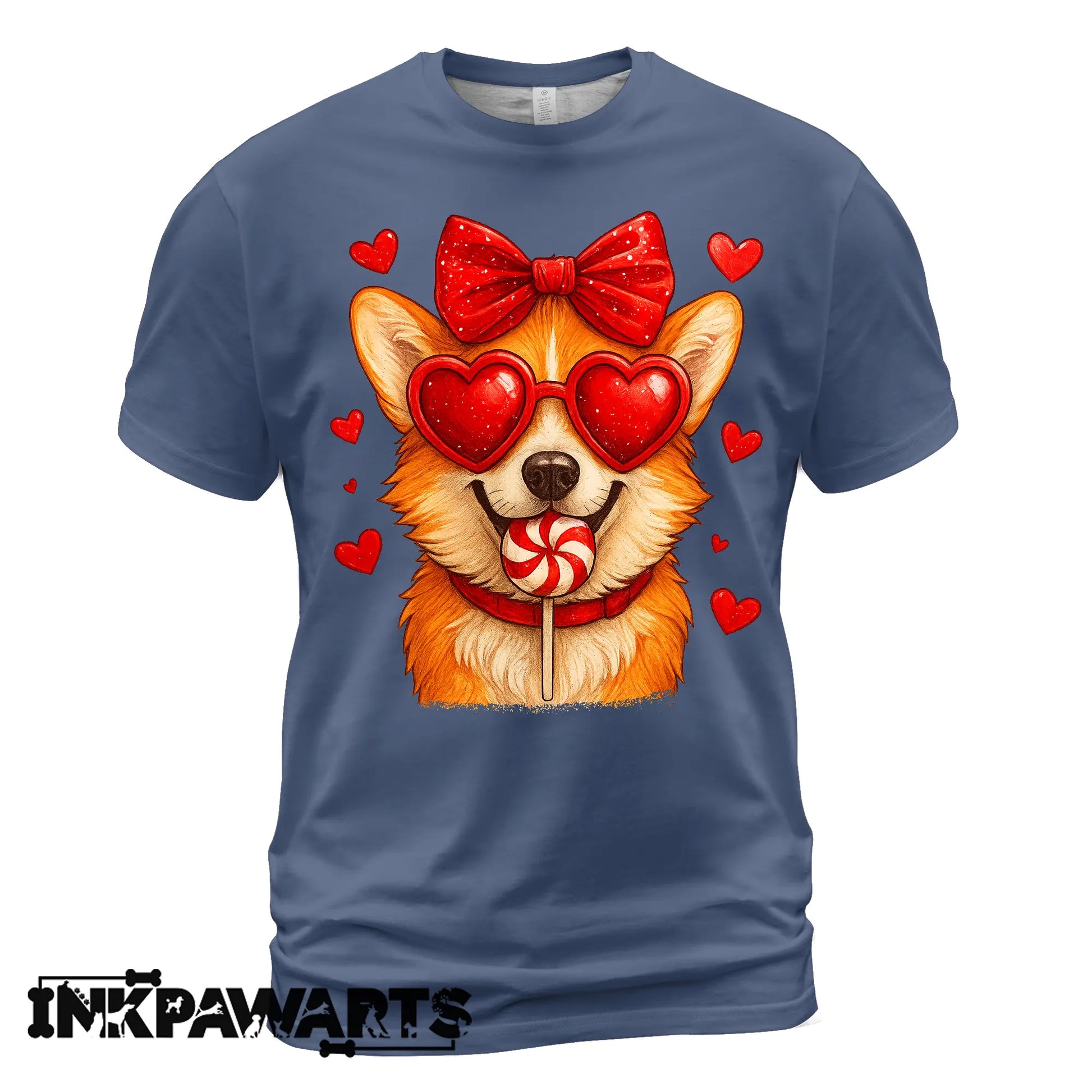 Cute Corgi Valentine T-Shirt – Corgi Love Shirt with Heart Lollipop