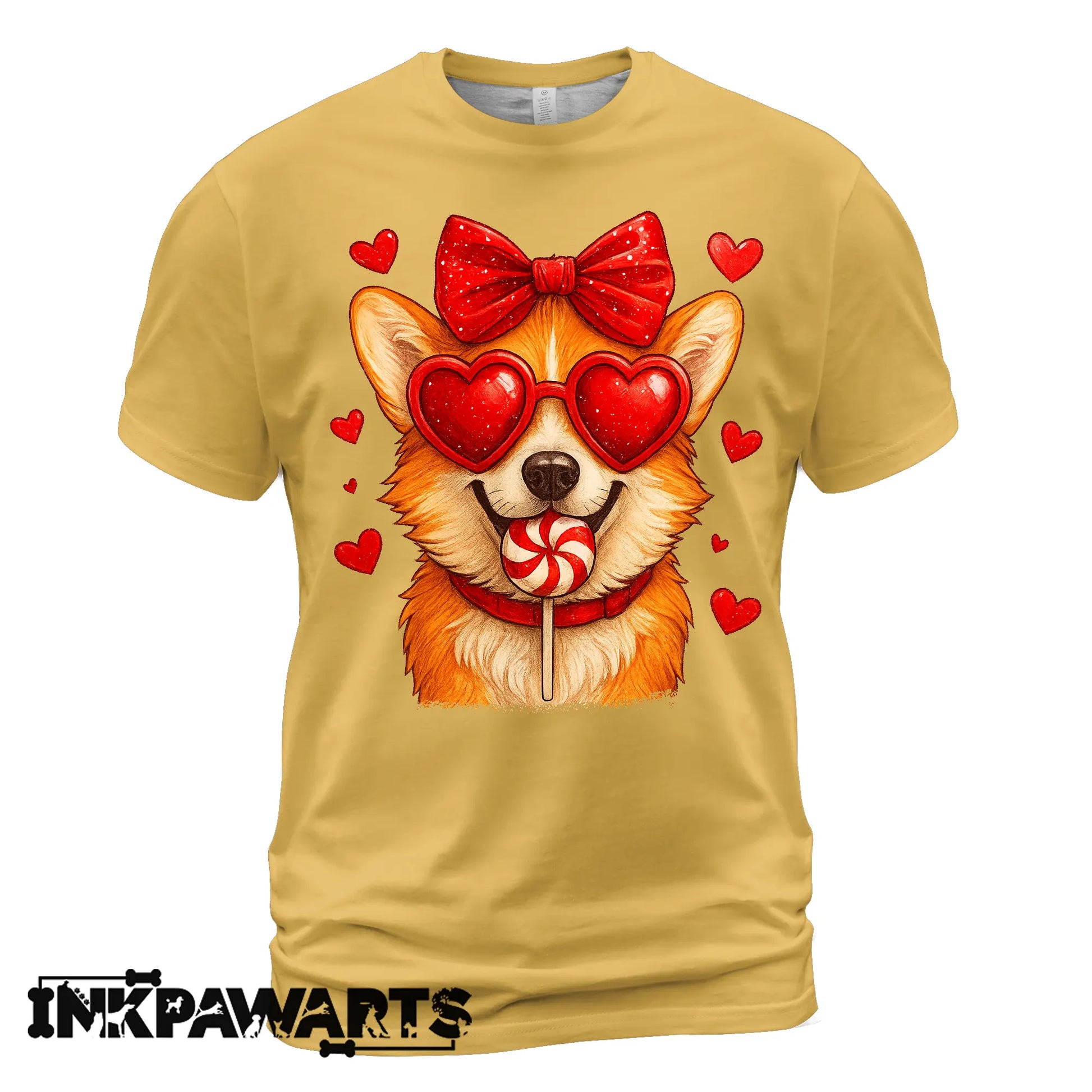 Cute Corgi Valentine T-Shirt – Corgi Love Shirt with Heart Lollipop