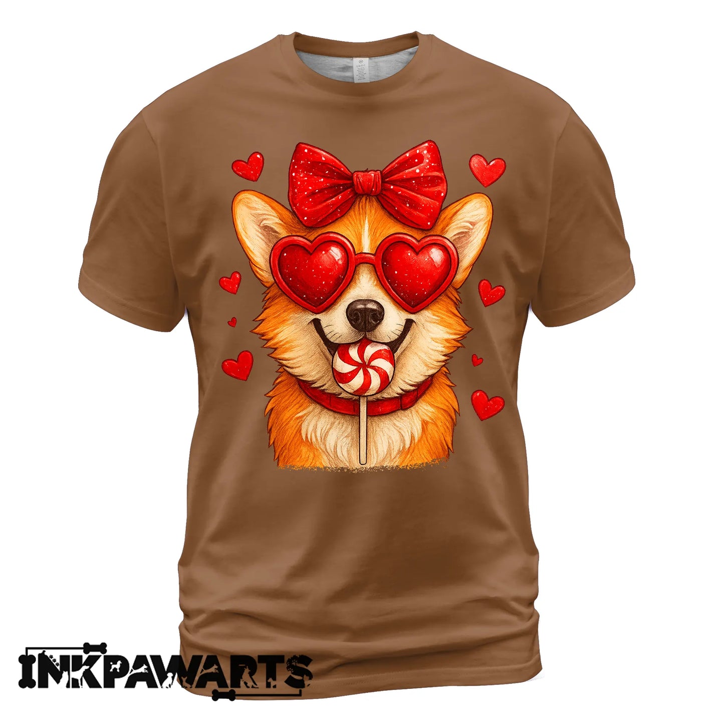 Cute Corgi Valentine T-Shirt – Corgi Love Shirt with Heart Lollipop