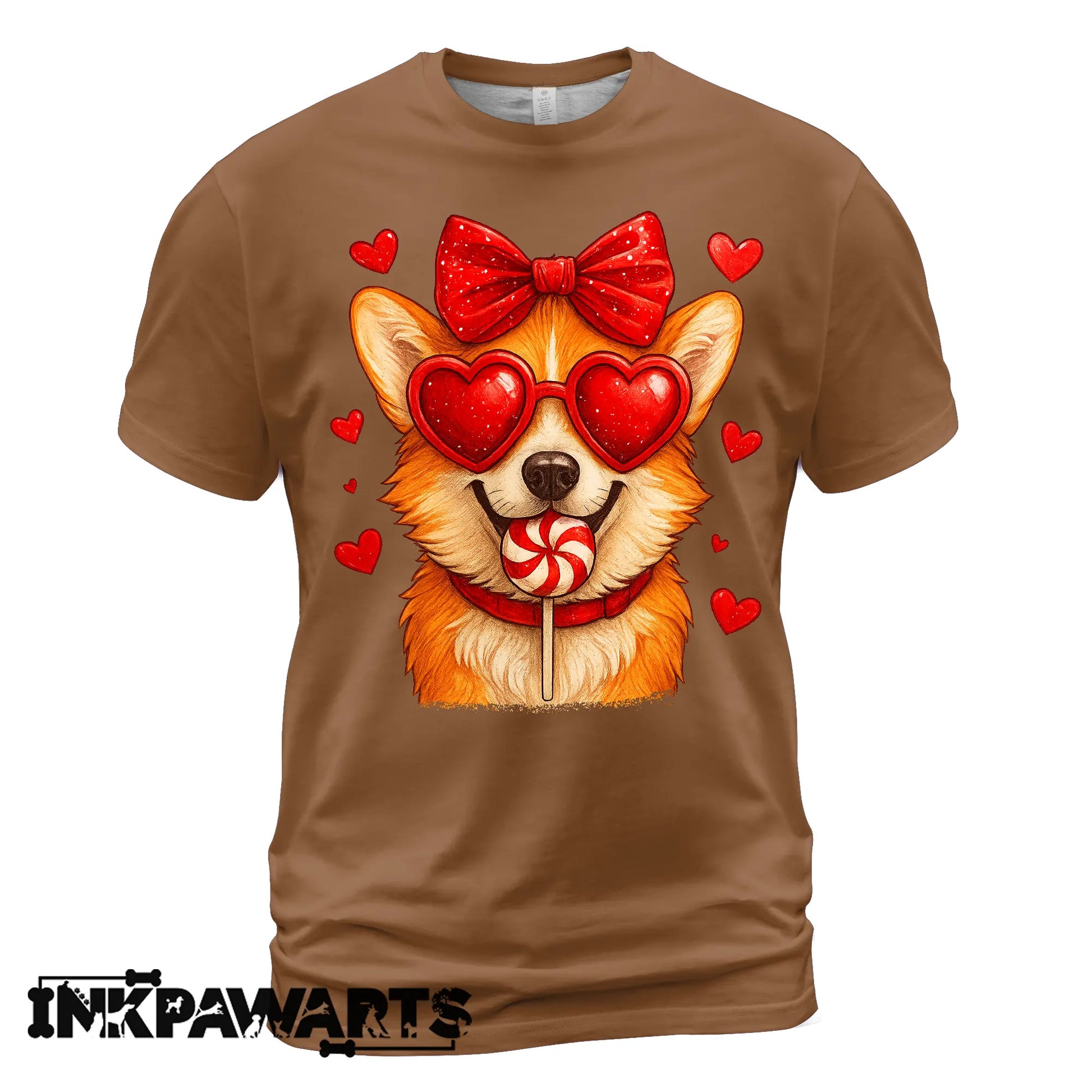 Cute Corgi Valentine T-Shirt – Corgi Love Shirt with Heart Lollipop