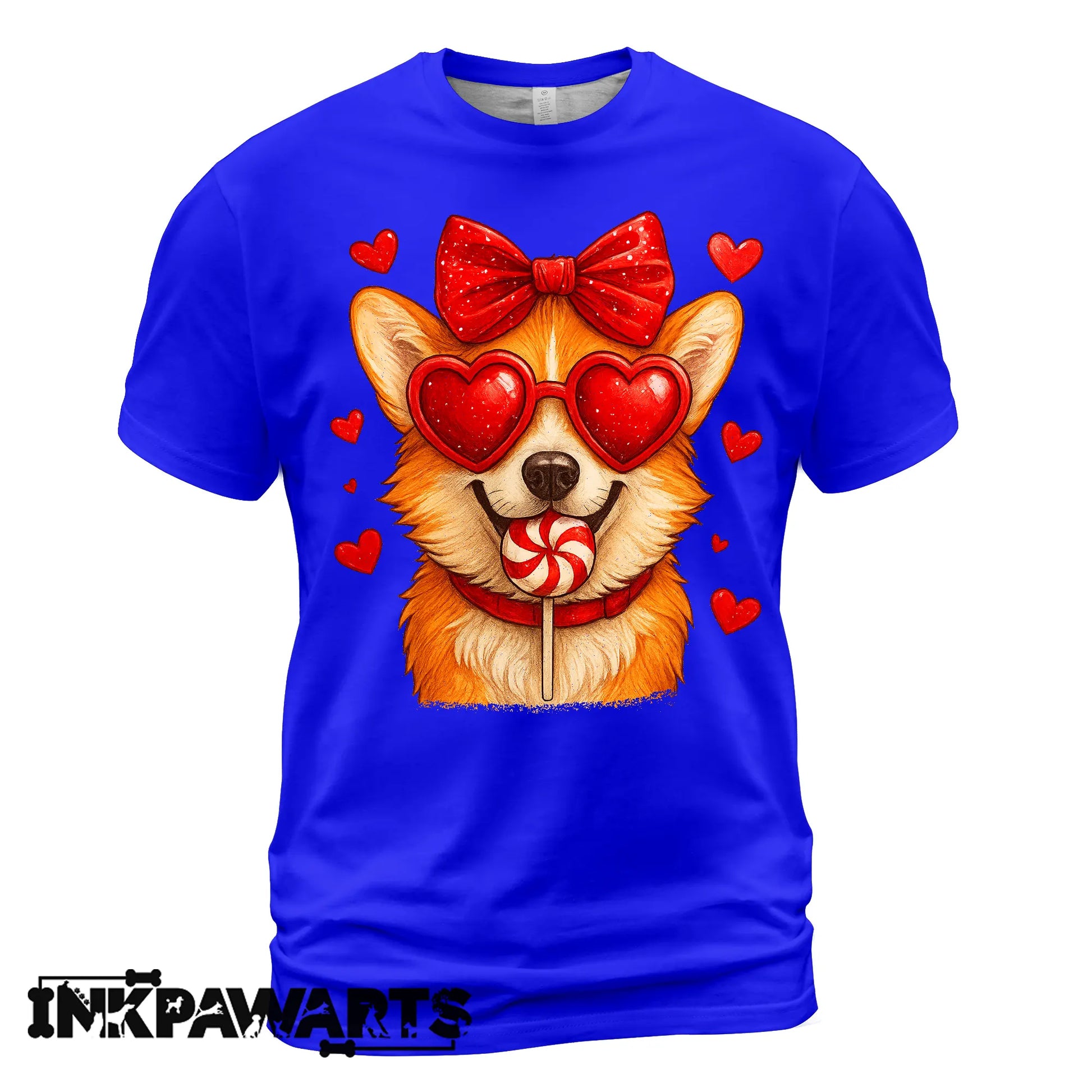 Cute Corgi Valentine T-Shirt – Corgi Love Shirt with Heart Lollipop