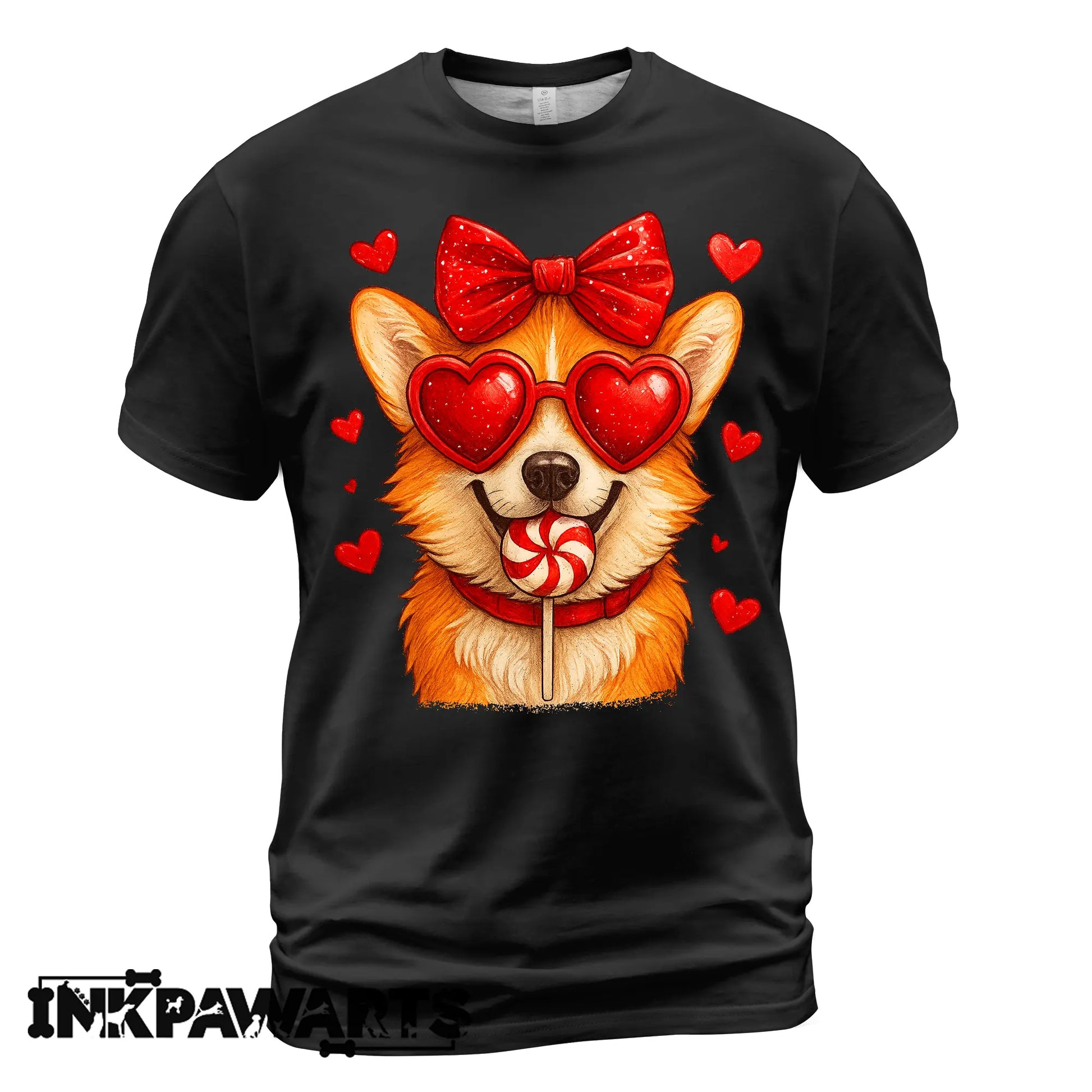 Cute Corgi Valentine T-Shirt – Corgi Love Shirt with Heart Lollipop