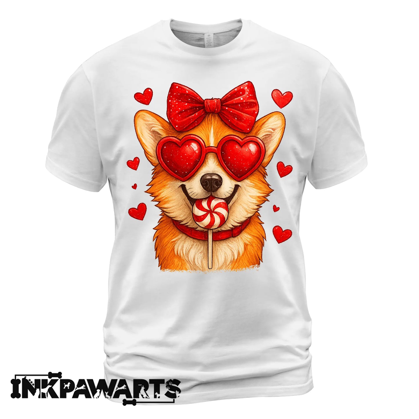 Cute Corgi Valentine T-Shirt – Corgi Love Shirt with Heart Lollipop