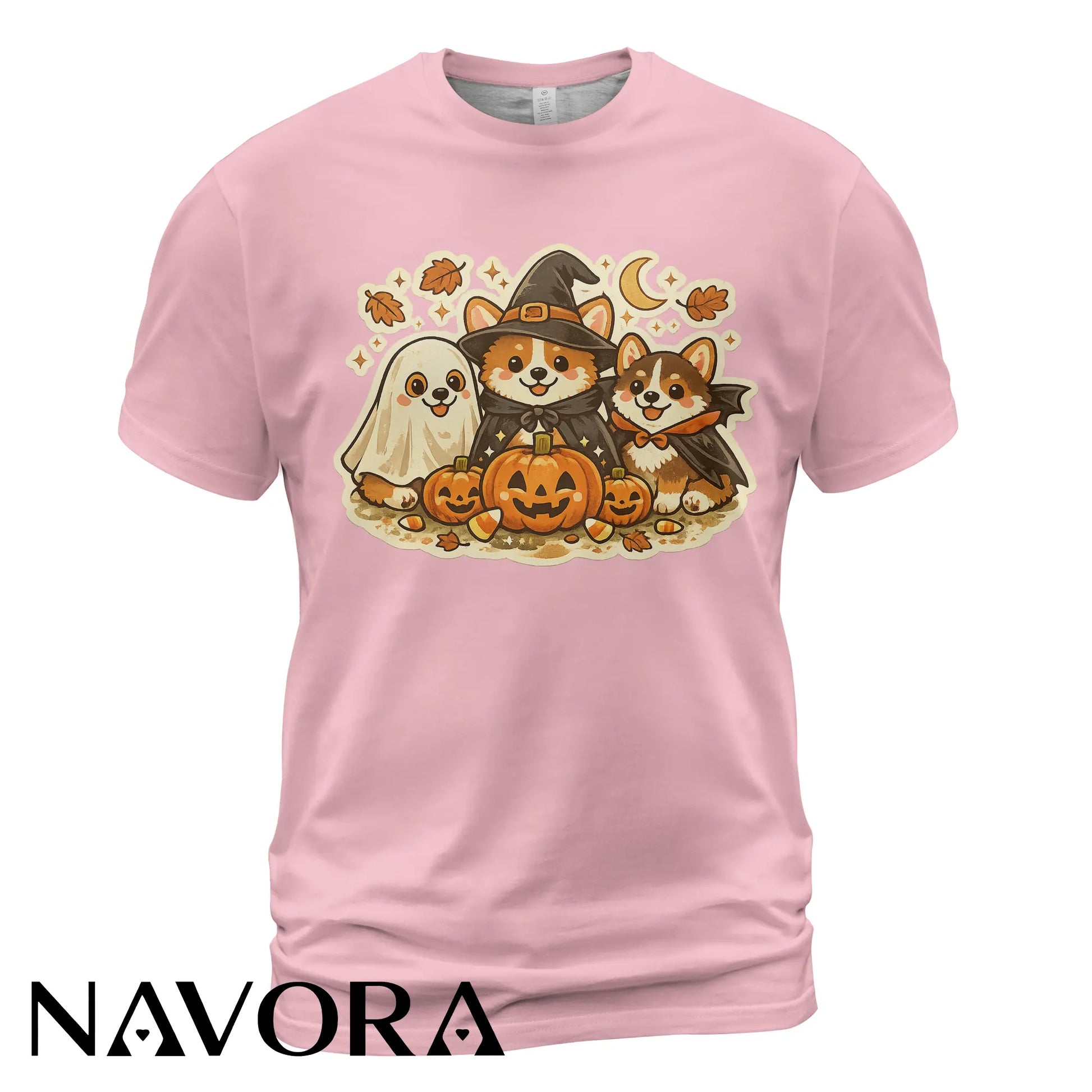 Cute Halloween Corgi T-Shirt with pumpkins ghost and fall design