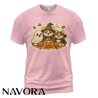 Cute Halloween Corgi T-Shirt with pumpkins ghost and fall design