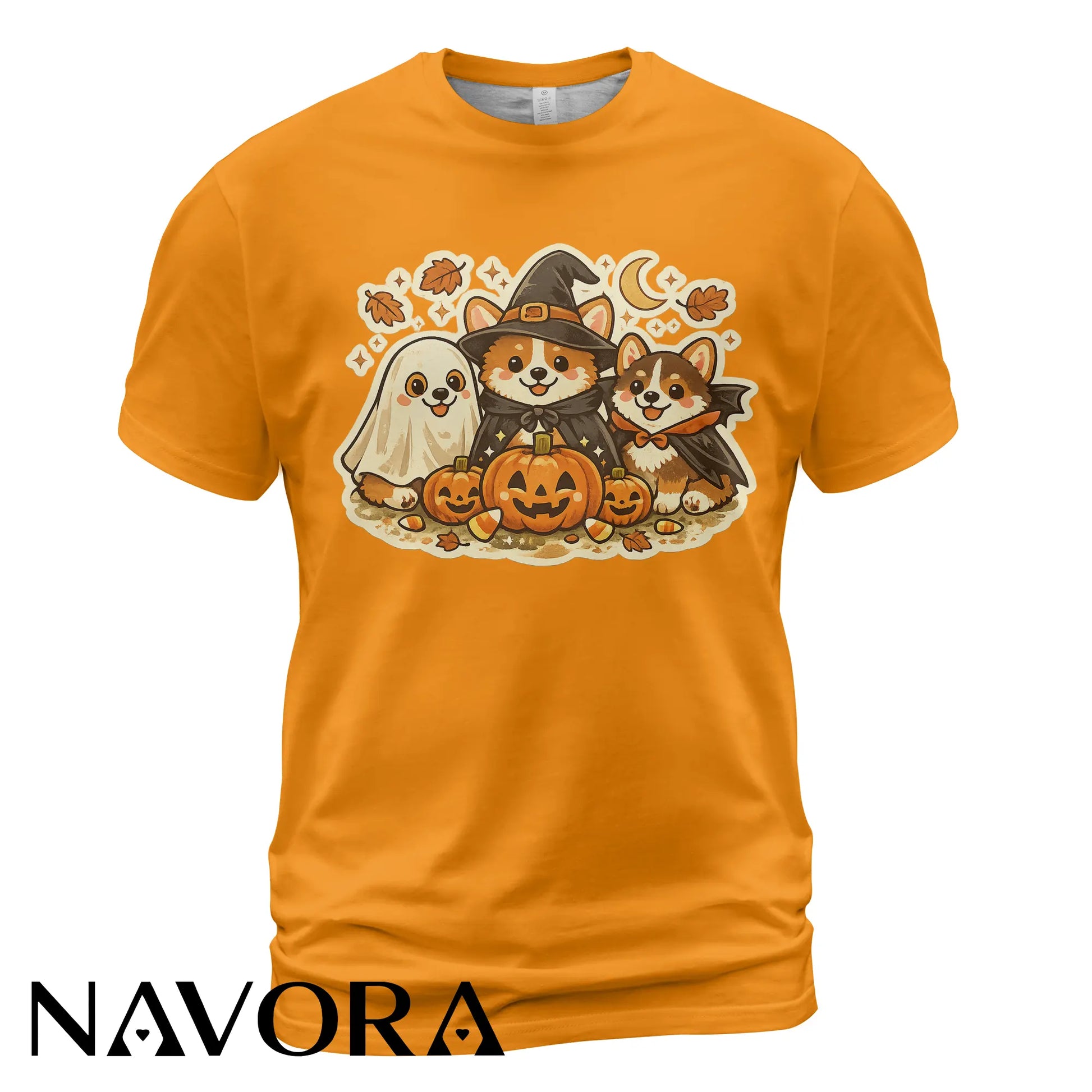 Cute Halloween Corgi T-Shirt with pumpkins ghost and fall design