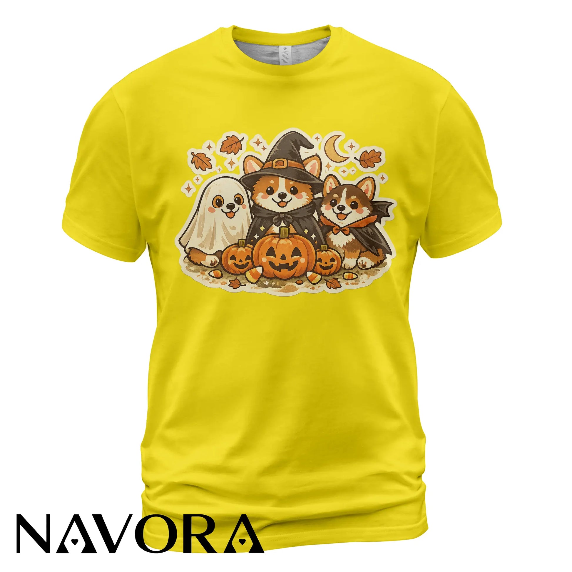 Cute Halloween Corgi T-Shirt with pumpkins ghost and fall design