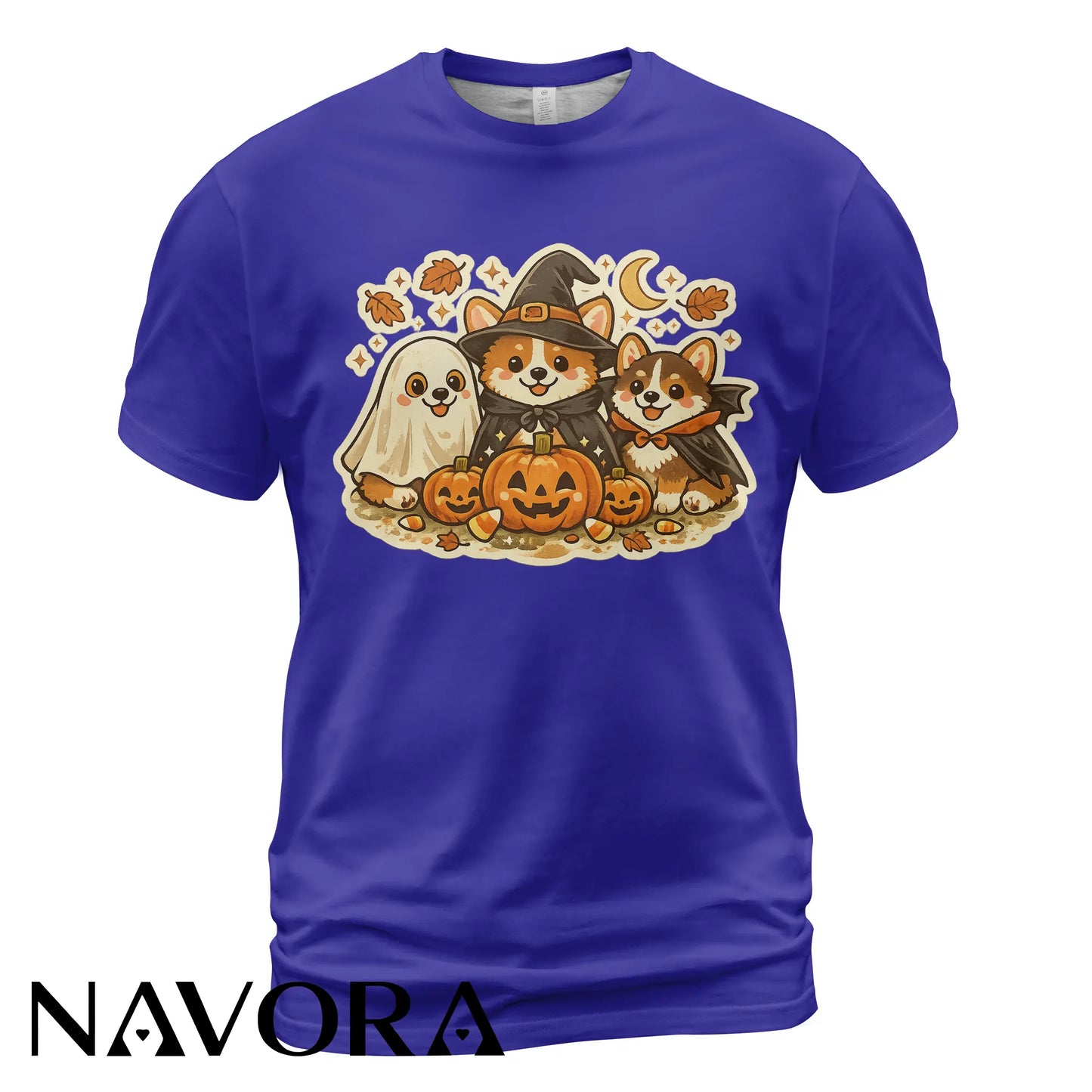 Cute Halloween Corgi T-Shirt with pumpkins ghost and fall design