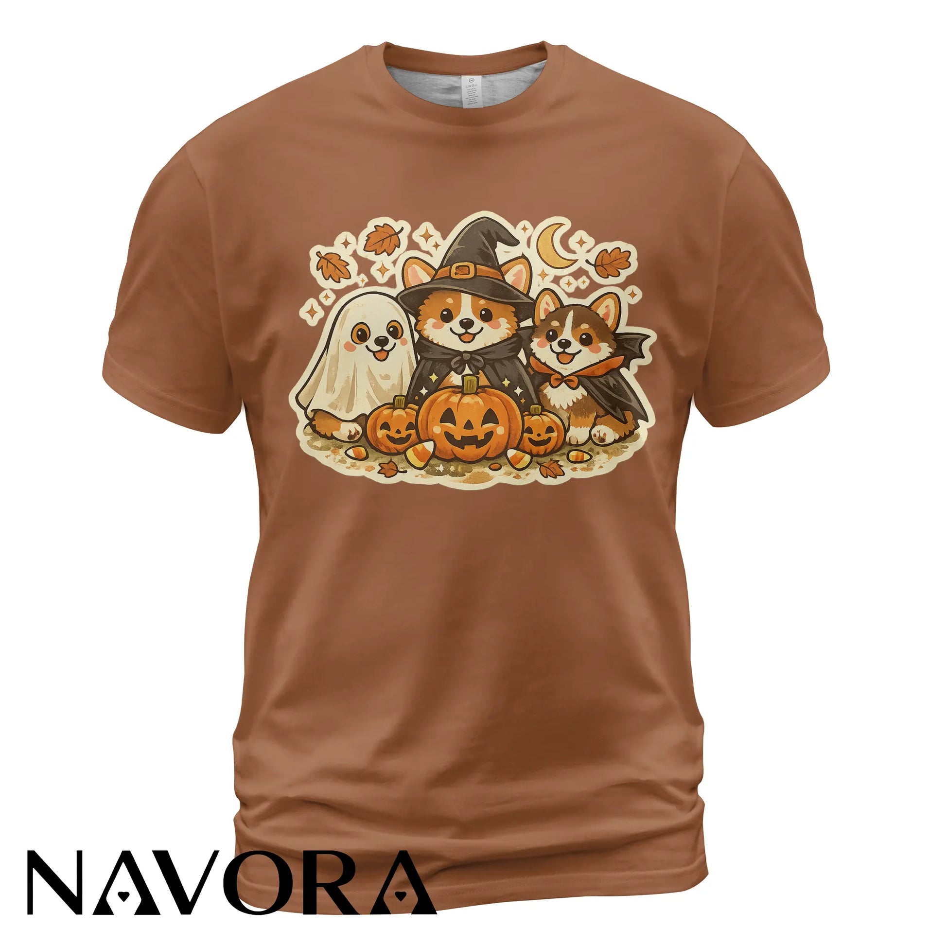 Cute Halloween Corgi T-Shirt with pumpkins ghost and fall design