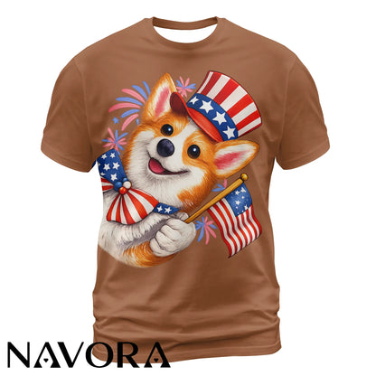 Cute Patriotic Corgi T-Shirt – 4th of July Independence Day Shirt