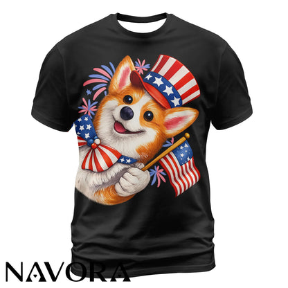 Cute Patriotic Corgi T-Shirt – 4th of July Independence Day Shirt