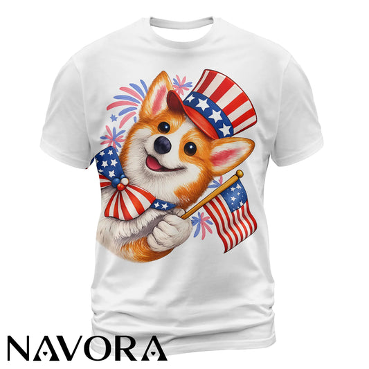 Cute Patriotic Corgi T-Shirt – 4th of July Independence Day Shirt