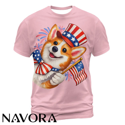 Cute Patriotic Corgi T-Shirt – 4th of July Independence Day Shirt