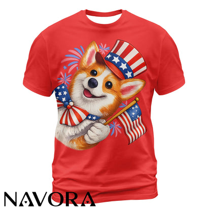 Cute Patriotic Corgi T-Shirt – 4th of July Independence Day Shirt