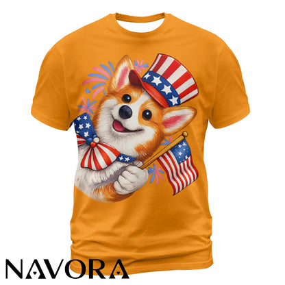 Cute Patriotic Corgi T-Shirt – 4th of July Independence Day Shirt