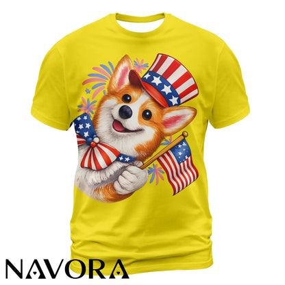 Cute Patriotic Corgi T-Shirt – 4th of July Independence Day Shirt