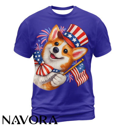 Cute Patriotic Corgi T-Shirt – 4th of July Independence Day Shirt