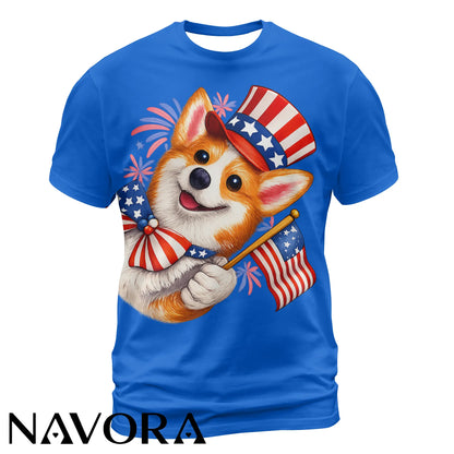 Cute Patriotic Corgi T-Shirt – 4th of July Independence Day Shirt