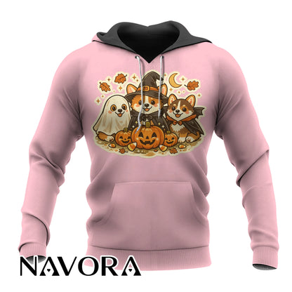 Cute Halloween Corgi T-Shirt with pumpkins ghost and fall design