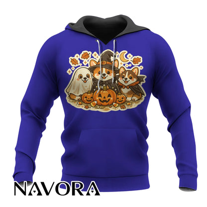 Cute Halloween Corgi T-Shirt with pumpkins ghost and fall design