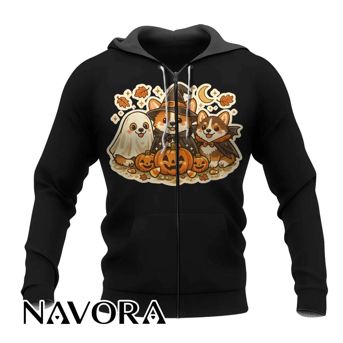 Cute Halloween Corgi T-Shirt with pumpkins ghost and fall design