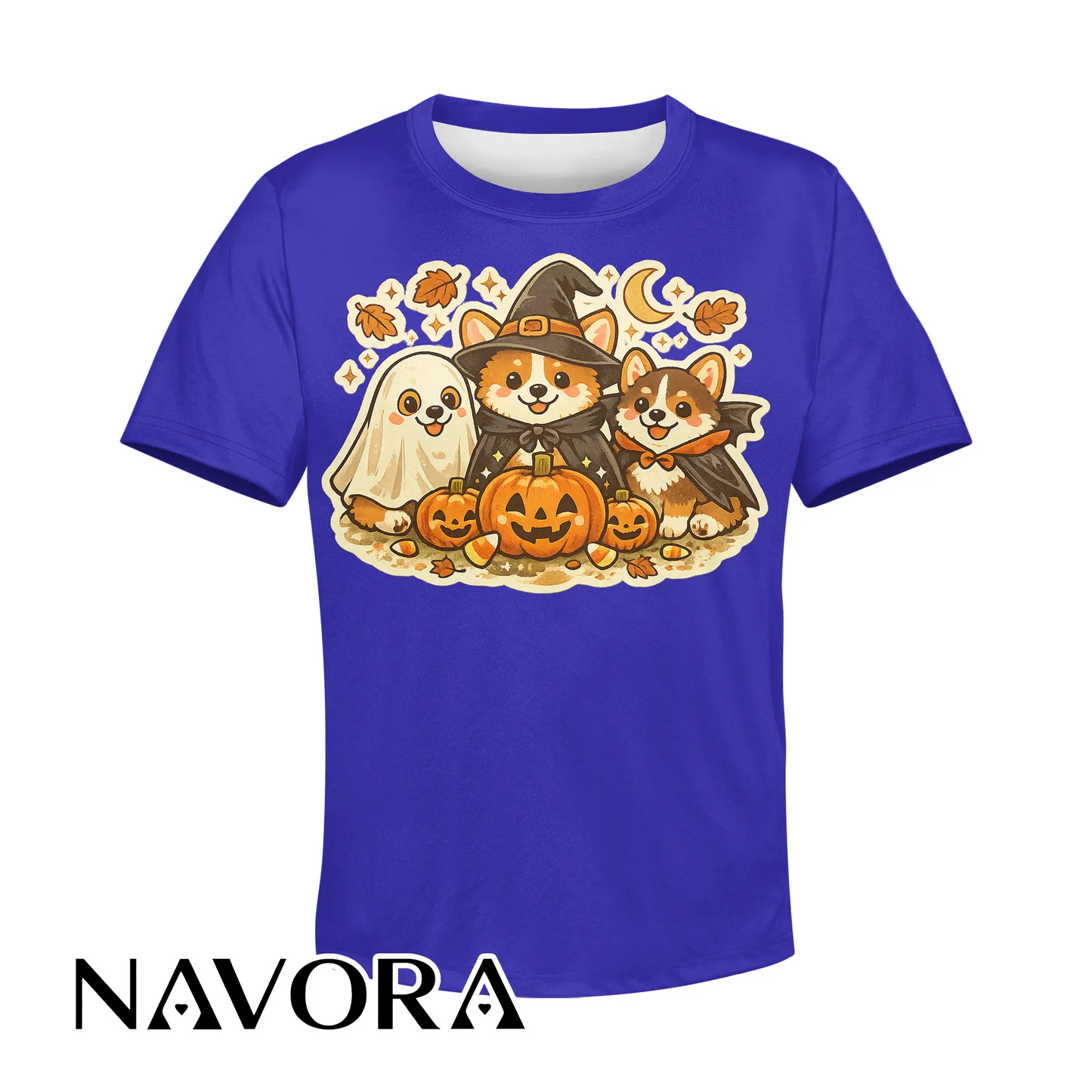 Cute Halloween Corgi T-Shirt with pumpkins ghost and fall design