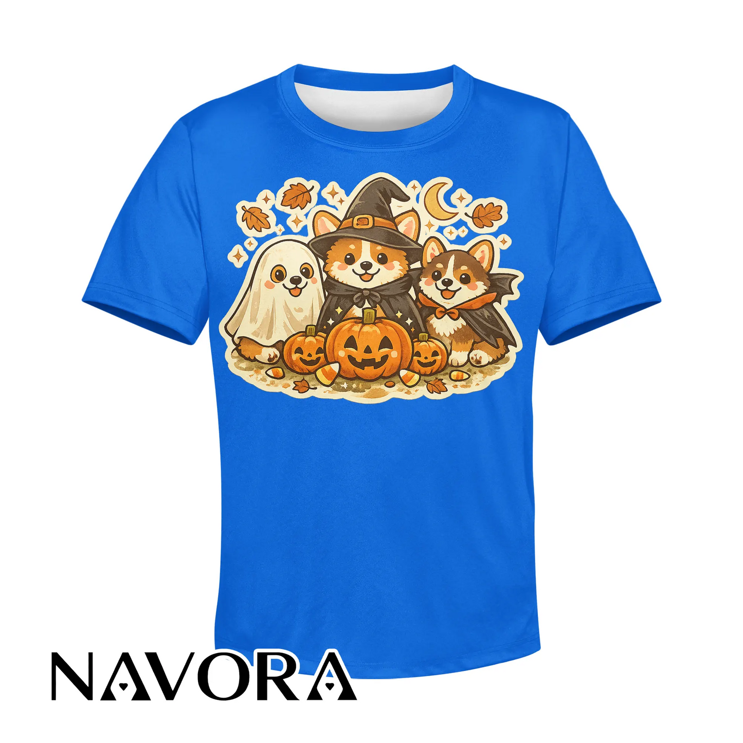 Cute Halloween Corgi T-Shirt with pumpkins ghost and fall design