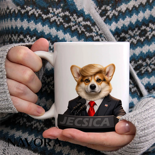 Funny President Corgi Mug – Personalized Dog Lover Gift