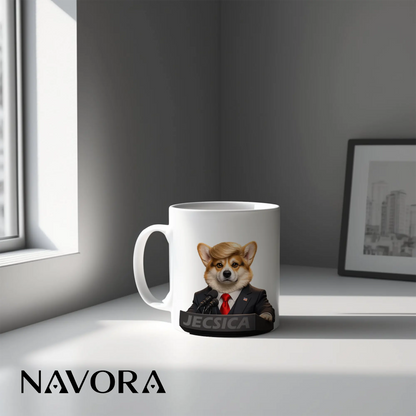 Funny President Corgi Mug – Personalized Dog Lover Gift
