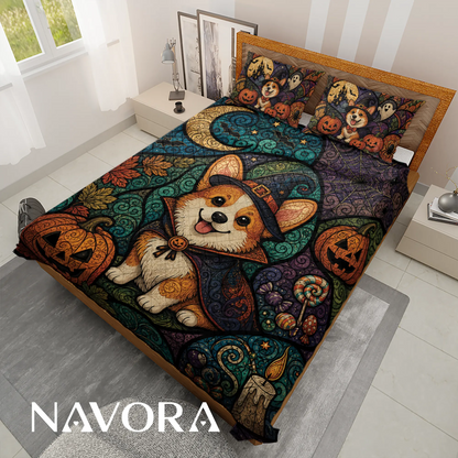Halloween Corgi Bedding Set – Cute Spooky Dog