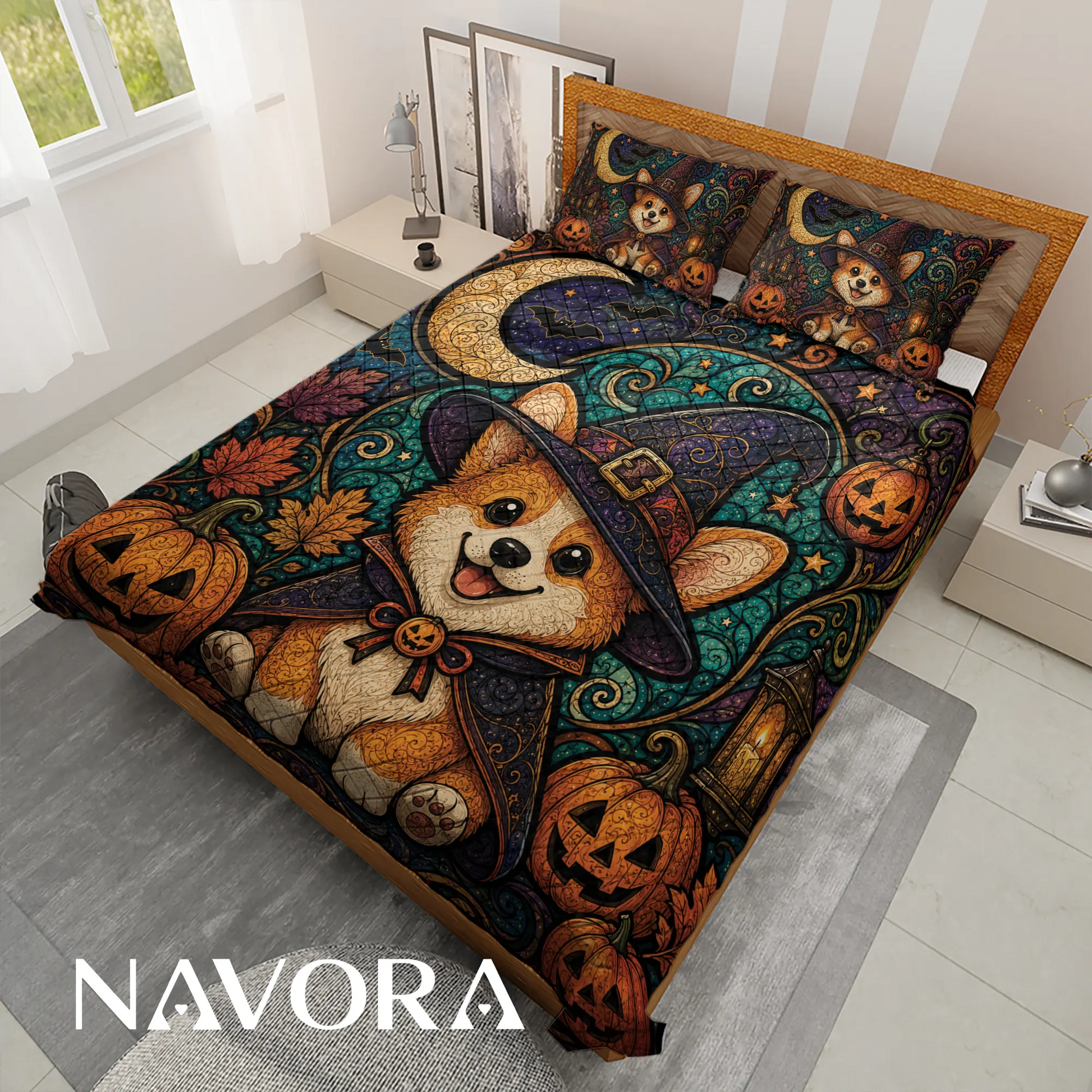 Halloween Corgi Bedding Set – Cute Spooky Dog