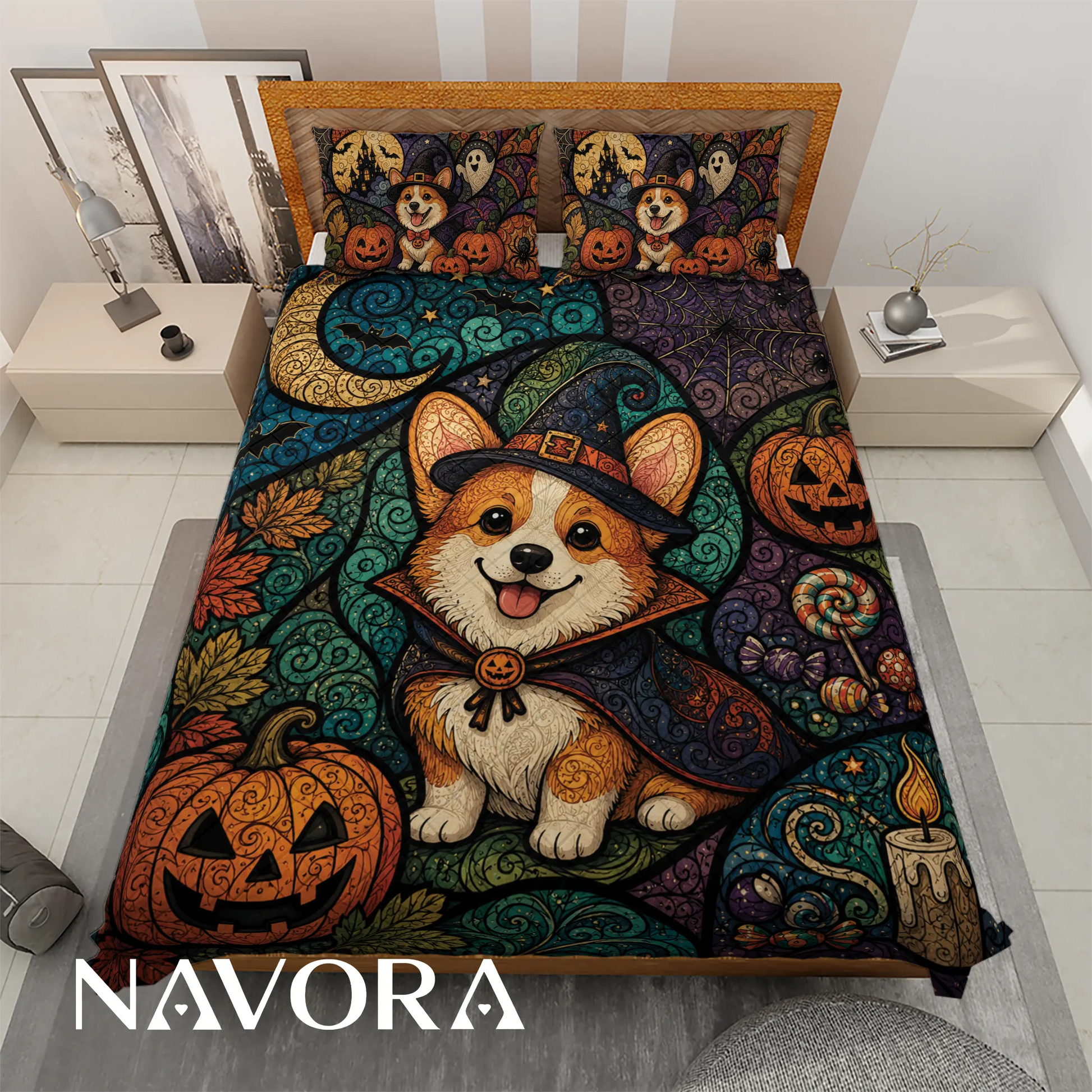 Halloween Corgi Bedding Set – Cute Spooky Dog