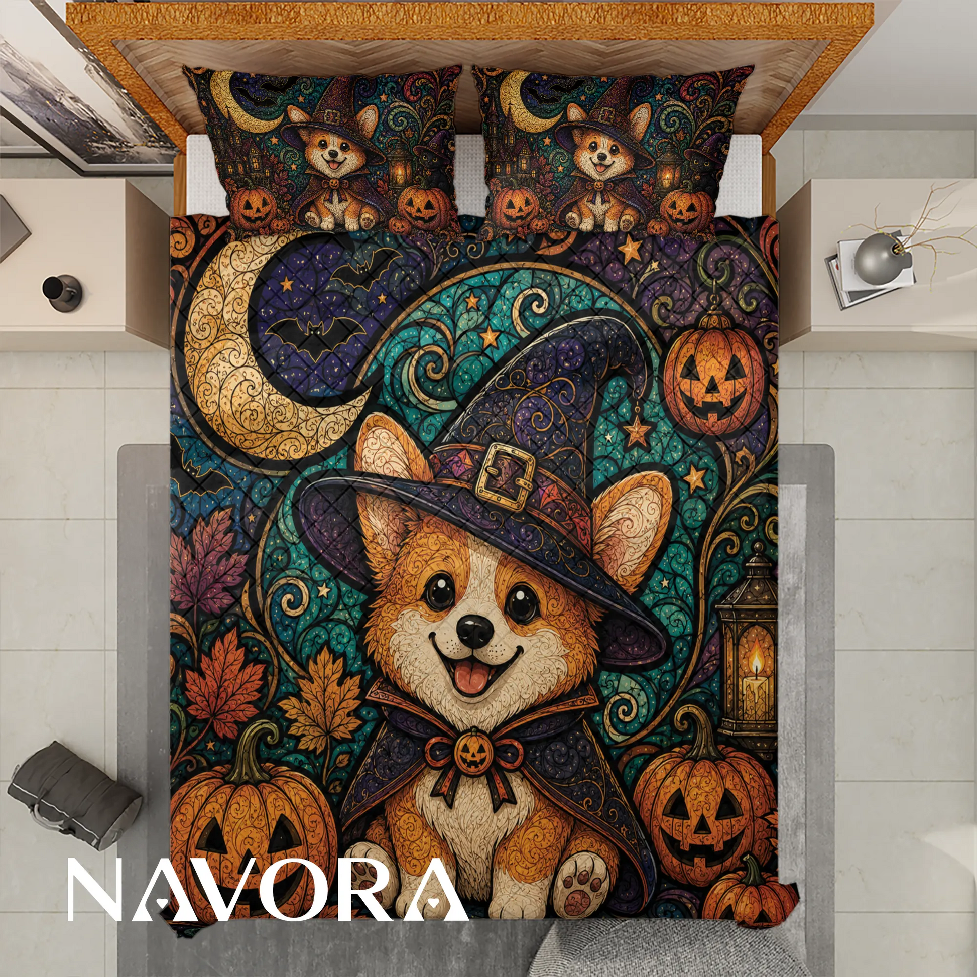 Halloween Corgi Bedding Set – Cute Spooky Dog
